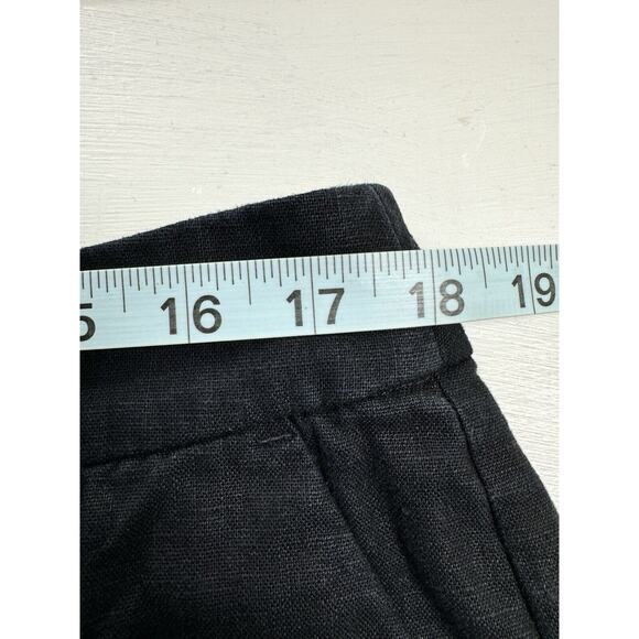 J By J.CREW Shorts Womens Size 14 Black Flat Front Scalloped Linen Cotton Blend - Picture 7 of 8